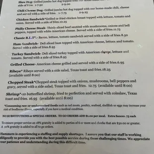 menu