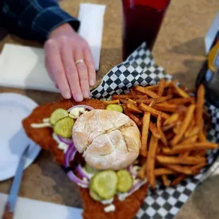 huge tenderloin and fries