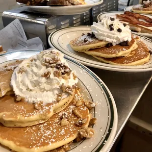 Walnut Pancakes and Chocolate Chip Pancakes