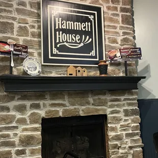 Interior restaurant fireplace