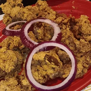 Chicken Livers 1/2 Order 5+++++/5 Fresh. Perfectly Cooked And Seasoned. Crispy Hot, Tender Inside. Great W/ Cream Gravy.