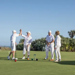 In addition to golf, amenities include tennis, oceanfront croquet, heated pool and spa, fitness center, bocce courts, and more.