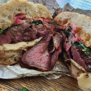 Smoked Tri Tip sandwich with brie and arugula