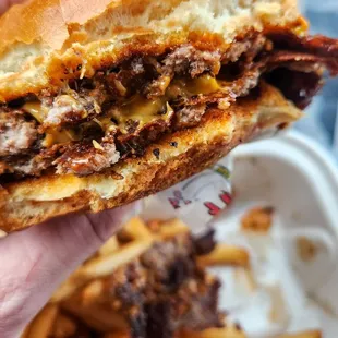 Perfectly melty cheese and tasty smashed patty! So good!