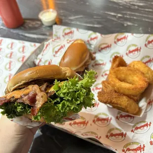 #4 Bacon Smash with extra lettuce and Onion Rings