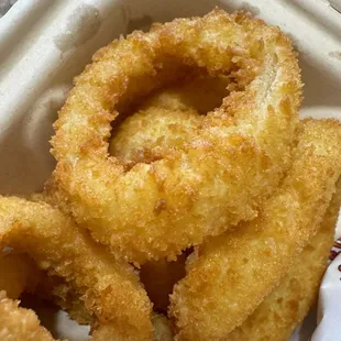 Up close on the Delicious onion rings!