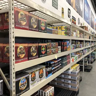 shelves full of beer
