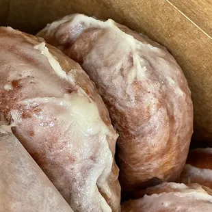 a box of glazed donuts