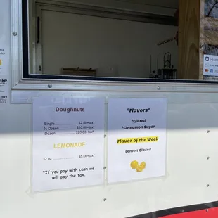 menus on food truck