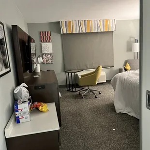 This is what I walked into from a very long day at work. Angela, knew the room was dirty and gave me the key card anyway.