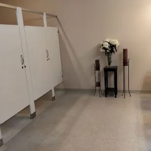 Nice bathroom inside! 3 roomy stalls.