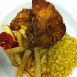 2 pc white meal with fries and corn
