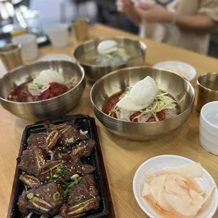 a variety of dishes on a table