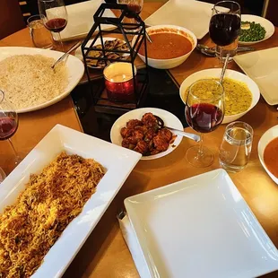 Kitchen table set with amazing Hamro food!