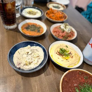 All the dips with pita bread