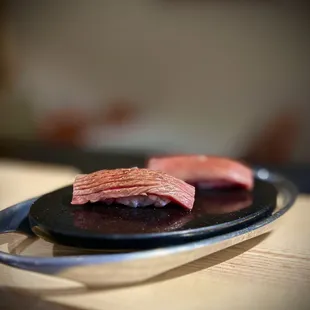 A5 Miyazaki Wagyu Sushi Torched with Truffle Sea Salt