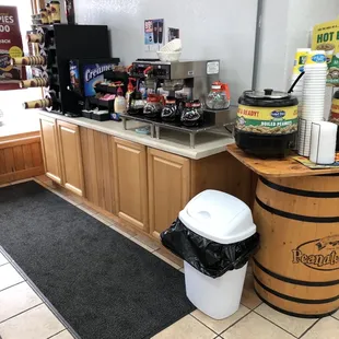 a coffee shop with a coffee machine