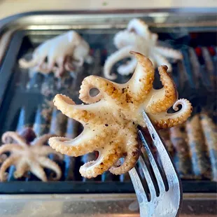 an octopus on a fork