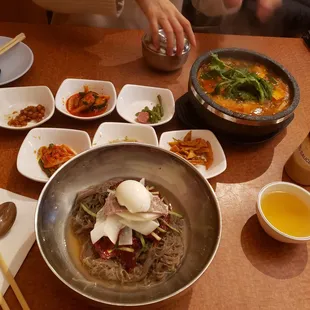 Spicy fish soup and spicy cold  noodles.