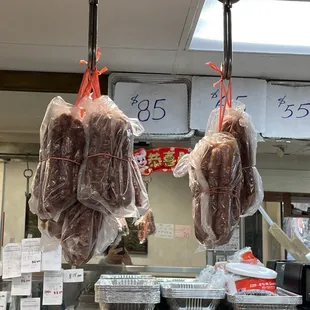 two buns hanging from the ceiling