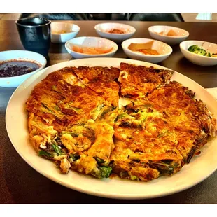 1/2 Seafood and 1/2 Kimchi Pancake@ Han Mi Jeong Chicago, IL  Korean Restaurant . Nice Fest Service Great Food .Quiet &amp; Clean Place .Cool.