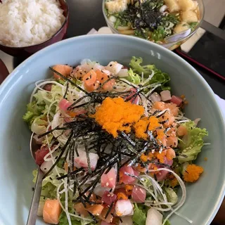 Raw Fish and Steam Rice Bowl