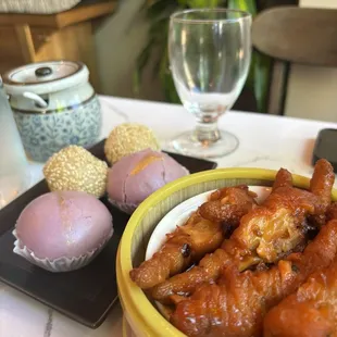 A 9. Steamed Chicken Claws D 1. Purple Gold Yolk Bun D 2. Sesame Ball