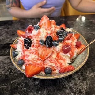 a plate of fruit salad