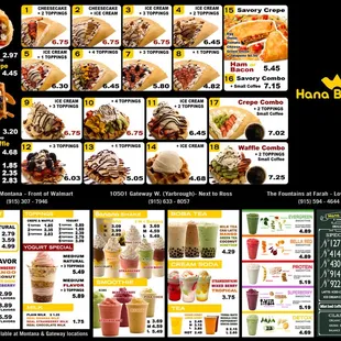 a menu for a fast food restaurant