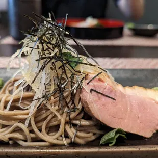 April lunch kaiseki menu: duck soba salad