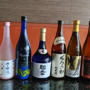 a variety of wine bottles