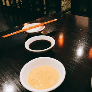 Spicy Mayo and Eel Sauce