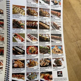 the menu for the restaurant