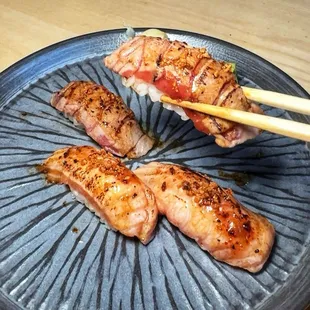 Aburi toro and salmon belly