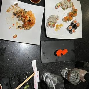 Volcano sushi, mango and way more sushi then we could eat!