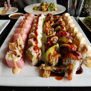 sashimi, sushi, sushi and sashimi, food