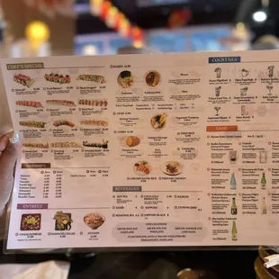 menu, sushi and sashimi