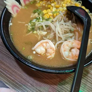 Miso ramen with shrimp
