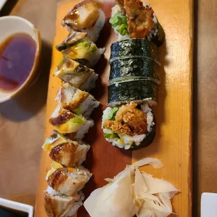 Dragon roll and spider roll