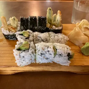 Tempura veritable roll and avocado roll