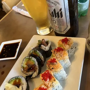 Eel roll and TNT roll