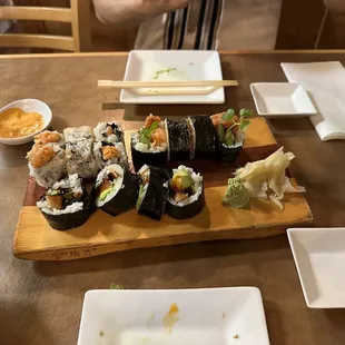 Fresh Eel Roll, Hana Roll, and Spicy Salmon Roll