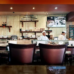 interior, sushi and sashimi
