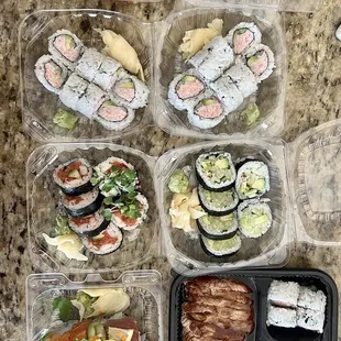 a variety of different types of sushi