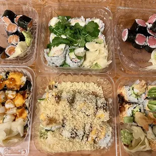 a variety of different types of sushi