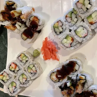 four different types of sushi