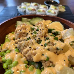 Spicy Tuna Poke Create Your Own Bowl with 2 Proteins Philadelphia Roll