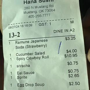 when she brought the ticket then I seen she charged me extra for the Sriracha Sauce. I've came before and they hadn't charged me.