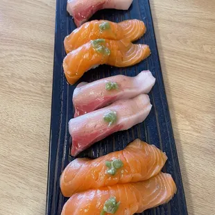 Yellowtail and Salmon Nigiri