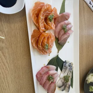 Yellowtail, Salmon, and Mackerel Sashimi